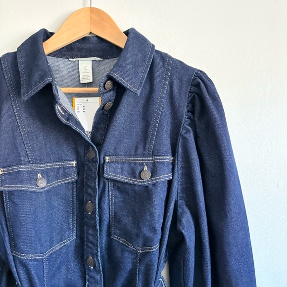 H&M Tie-Belt Denim Mini Dress NWT - Picture 4 of 7